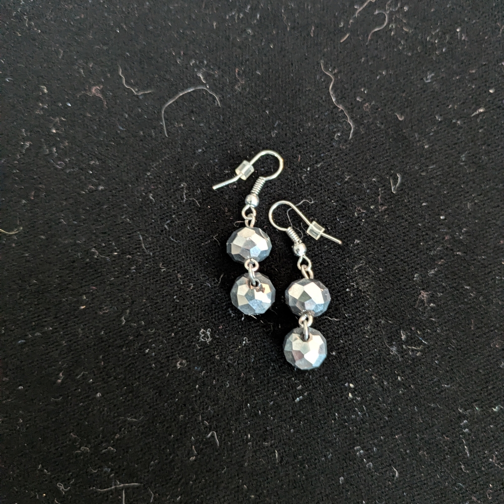 Silver Disco Dangle Earrings